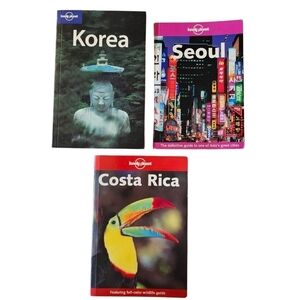 Lonely Planet Travel Guides, Seoul, Costa Rica, Korea. LOT OF 3